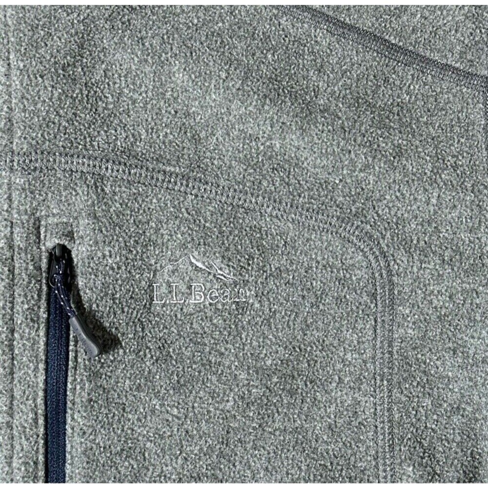 LL Bean Mens Large Regular Slightly Fitted 1/4 Zip Fleece Pullover Gray Jacket - Picture 5 of 10